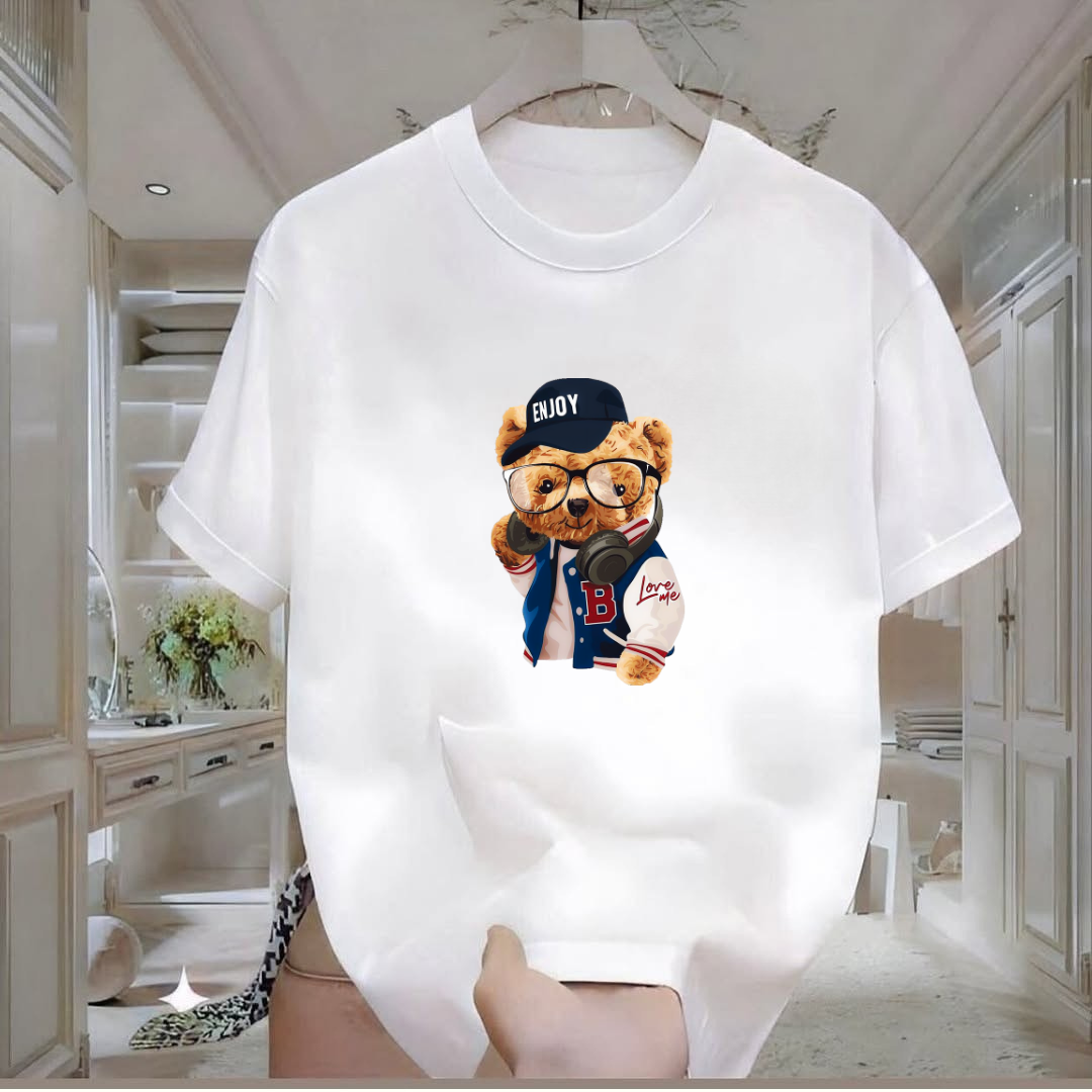Enjoy Bear Printed T-Shirt